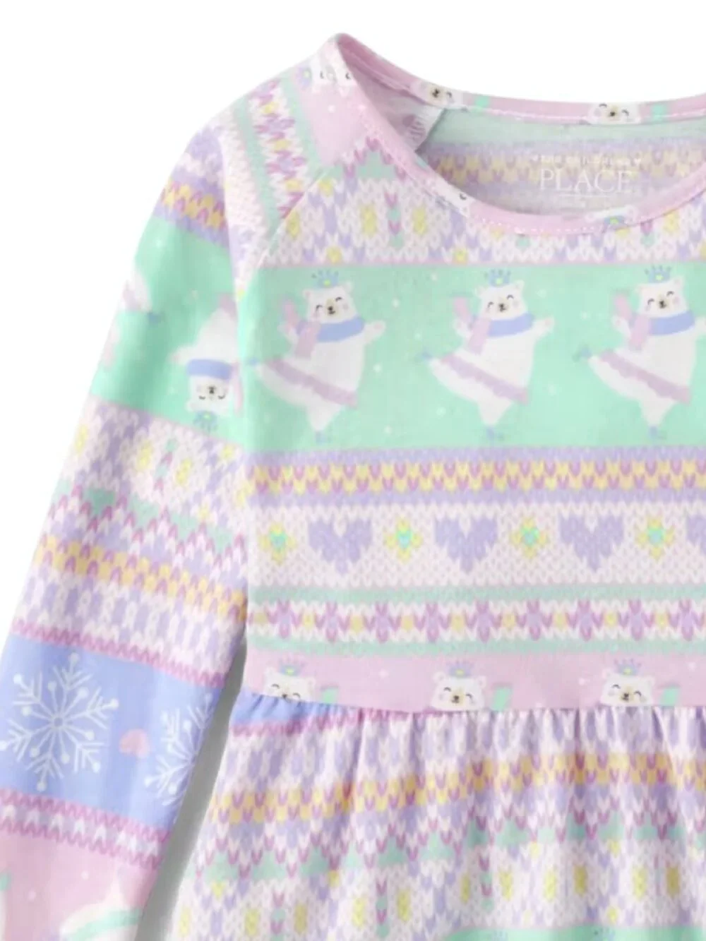 The Childrens Place Girls Polar Bear Fairisle Winter Holiday Everyday Dress 5T
